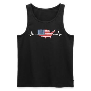 USA Heartbeat Flag America - Men's Premium Organic Tank Top - black - Front - AI Model Male 178 light (178cm)