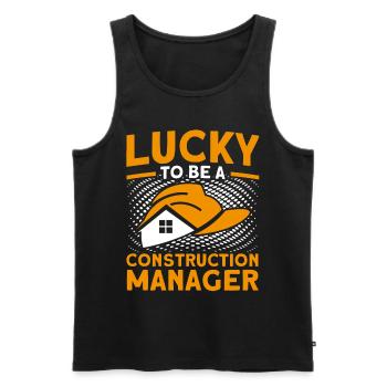 Happy Foreman Directeur de la construction Projet de construction - Débardeur bio Premium Homme - noir - Devant - AI Model Male 178 light (178cm)