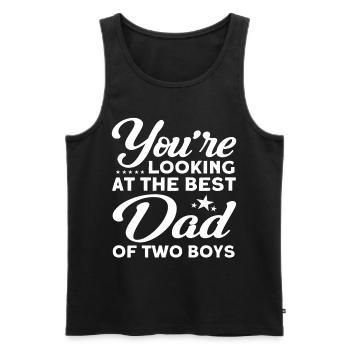 Meilleur père Père Papa Deux garçons - Débardeur bio Premium Homme - noir - Devant - Michal (187cm)
