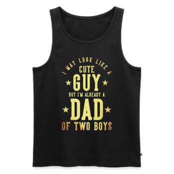Mignon Père Papa Deux Garçons - Débardeur bio Premium Homme - noir - Devant - Michal (187cm)