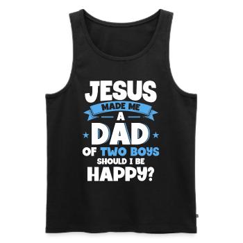 Jésus Père Papa Deux Garçons - Débardeur bio Premium Homme - noir - Devant - Michal (187cm)