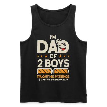 Vendanges Père Papa Deux garçons - Débardeur bio Premium Homme - noir - Devant - Michal (187cm)