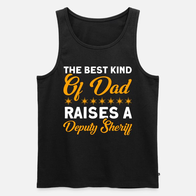 Papa Hilfssheriff Papa Vater - Männer Premium Bio Tank Top - Schwarz