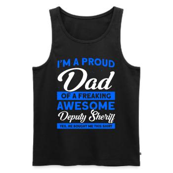 Stolzer Papa Hilfssheriff Papa Vater - Männer Premium Bio Tank Top - Schwarz - Vorne - Michal (187cm)