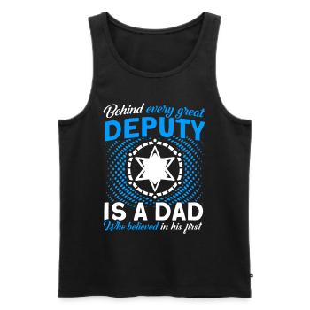 Papa Shérif adjoint Papa Père - Débardeur bio Premium Homme - noir - Devant - Michal (187cm)