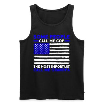 Policier américain Police Police Grand-père - Débardeur bio Premium Homme - noir - Devant - Michal (187cm)