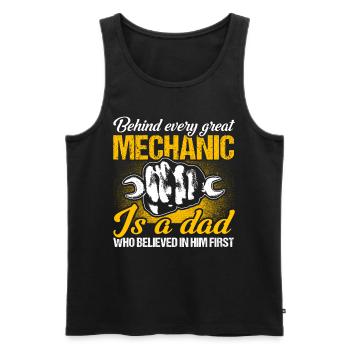 Papa Père Mécanicien Père Famille - Débardeur bio Premium Homme - noir - Devant - AI Model Male 178 light (178cm)