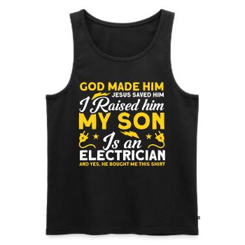 Mon fils Père Électricien Père Famille - Débardeur bio Premium Homme - noir - Devant - AI Model Male 178 light (178cm)