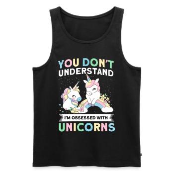 Obsessed Dragon Unicorn Unicorn Lovers - Men's Premium Organic Tank Top - black - Front - AI Model Male 178 light (178cm)