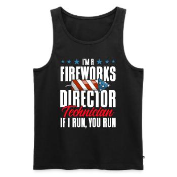 Drôle de feu d’artifice pyrotechnicien disant - Débardeur bio Premium Homme - noir - Devant - AI Model Male 178 light (178cm)
