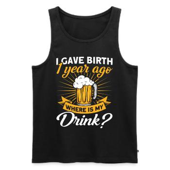 1. Geburtstag Bier Trinken Mutter Mama - Männer Premium Bio Tank Top - Schwarz - Vorne - Michal (187cm)