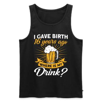 16. Geburtstag Bier Trinken Mutter Mama - Männer Premium Bio Tank Top - Schwarz - Vorne - Michal (187cm)