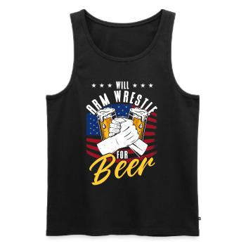 Will Arm Wrestle pour Beer Arm Press - Débardeur bio Premium Homme - noir - Devant - AI Model Male 178 light (178cm)