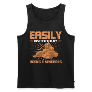 Leicht ablenkbar durch Gesteine & Mineralien - Männer Premium Bio Tank Top - Schwarz - Vorne - Michal (187cm)