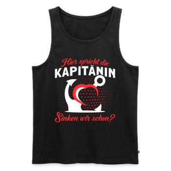 Hier Spricht Die Kapitänin Sinken Wir Schon - Männer Premium Bio Tank Top - Schwarz - Vorne - AI Model Male 178 light (178cm)