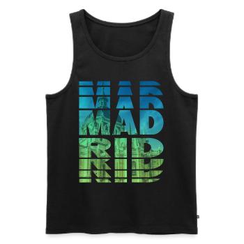 Madrid Spain City Skyline Home Love - Men's Premium Organic Tank Top - black - Front - Michal (187cm)