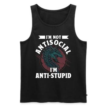 Ich bin nicht asozial, ich bin anti-dumm Drache - Männer Premium Bio Tank Top - Schwarz - Vorne - Michal (187cm)