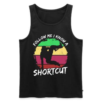 Parkour Follow me, I know a shortcut - Men's Premium Organic Tank Top - black - Front - AI Model Male 178 light (178cm)