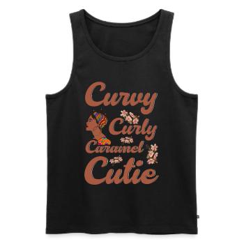 Kurvige Gelockte Karamel Süße Feministisch - Männer Premium Bio Tank Top - Schwarz - Vorne - Michal (187cm)