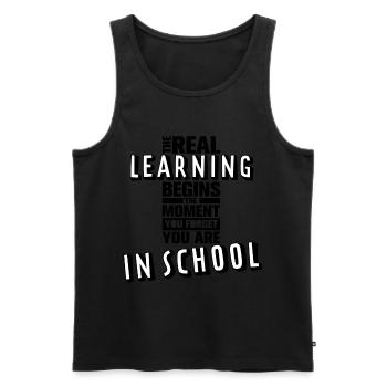 Richtiges Lernen - Schriftzug - Männer Premium Bio Tank Top - Schwarz - Vorne - Michal (187cm)