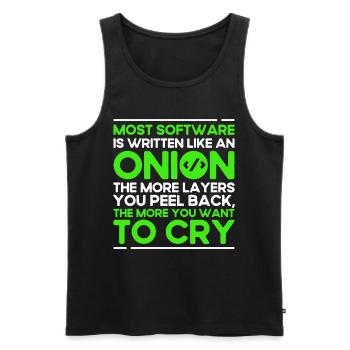 Most Software Is Written Like An Onion Software-En - Männer Premium Bio Tank Top - Schwarz - Vorne - Michal (187cm)