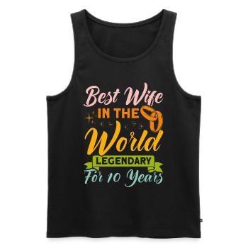 10th Wedding Anniversary Couple Design 10 Years of Marriage - Men's Premium Organic Tank Top - black - Front - AI Model Male 178 light (178cm)