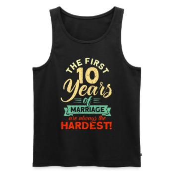 10th Wedding Anniversary Couple Design 10 Years of Marriage - Men's Premium Organic Tank Top - black - Front - AI Model Male 178 light (178cm)