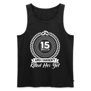 15th Wedding Anniversary Couple Design 15 Years of Marriage - Men's Premium Organic Tank Top - black - Front - AI Model Male 178 light (178cm)
