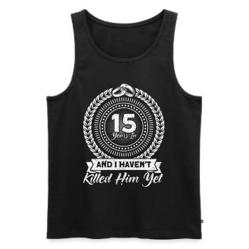 15th Wedding Anniversary Couple Design 15 Years of Marriage - Men's Premium Organic Tank Top - black - Front - AI Model Male 178 light (178cm)