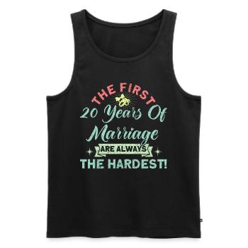 20th Wedding Anniversary Couple Design 20 Years of Marriage - Men's Premium Organic Tank Top - black - Front - AI Model Male 178 light (178cm)