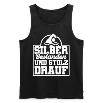 Silber Schwimmer Prüfung Silber Schwimmabzeichen - Männer Premium Bio Tank Top - Schwarz - Vorne - AI Model Male 178 light (178cm)