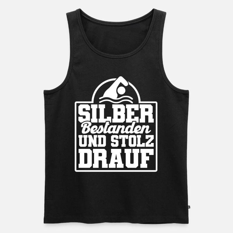 Silber Schwimmer Prüfung Silber Schwimmabzeichen - Männer Premium Bio Tank Top - Schwarz