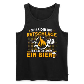Hol Mir Lieber Ein Bier BBQ Grillmeister Spruch - Männer Premium Bio Tank Top - Schwarz - Vorne - AI Model Male 178 light (178cm)