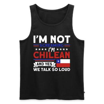 We talk so loud Chile souvenir - Men's Premium Organic Tank Top - black - Front - AI Model Male 178 light (178cm)