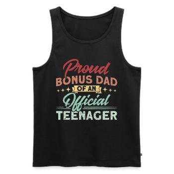Bonus père d’une famille d’adolescents officielle - Débardeur bio Premium Homme - noir - Devant - Michal (187cm)