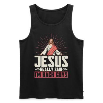Jésus Bible Église religieuse chrétienne Don - Débardeur bio Premium Homme - noir - Devant - Michal (187cm)
