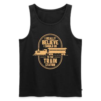 Modellbahn Zug Lokomotiven Geschenk - Männer Premium Bio Tank Top - Schwarz - Vorne - Michal (187cm)