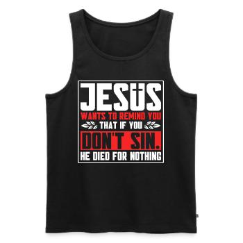 Jésus Bible Église religieuse chrétienne Don - Débardeur bio Premium Homme - noir - Devant - Michal (187cm)