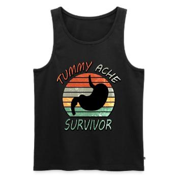 Tummy Ache Survivor Vintage Retro Sunset ✅⭐⭐⭐⭐⭐✅ - Men's Premium Organic Tank Top - black - Front - Michal (187cm)