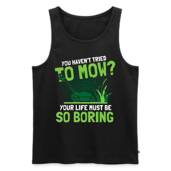 Hobbygärtner Rasen Rasenmäher Geschenk - Männer Premium Bio Tank Top - Schwarz - Vorne - Michal (187cm)