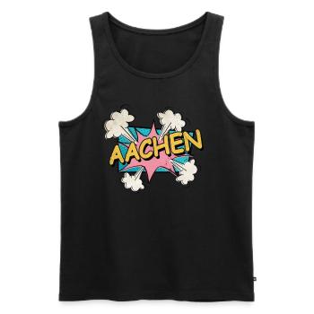Aachen Deutschland Stadt Schrift Pop Art Comic - Männer Premium Bio Tank Top - Schwarz - Vorne - Michal (187cm)