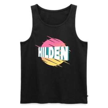 Hilden Germany City Font Vintage Retro - Men's Premium Organic Tank Top - black - Front - AI Model Male 178 light (178cm)