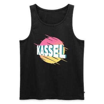 Kassel Germany City Font Vintage Retro - Men's Premium Organic Tank Top - black - Front - AI Model Male 178 light (178cm)