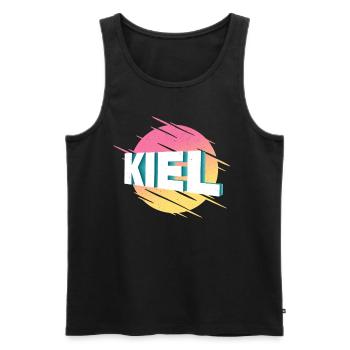 Kiel Allemagne City Font Vintage Rétro - Débardeur bio Premium Homme - noir - Devant - Michal (187cm)