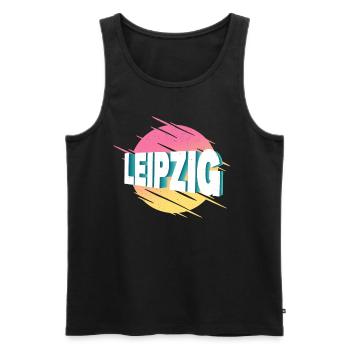 Leipzig Germany City Font Vintage Retro - Men's Premium Organic Tank Top - black - Front - Michal (187cm)