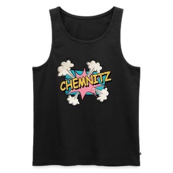 Chemnitz Germany City Font Pop Art Comic - Men's Premium Organic Tank Top - black - Front - AI Model Male 178 light (178cm)