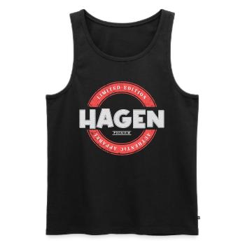 Hagen Allemagne Ville Skyline Accueil Amour - Débardeur bio Premium Homme - noir - Devant - Michal (187cm)