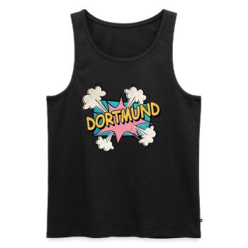 Dortmund Allemagne City Font Pop Art Comic - Débardeur bio Premium Homme - noir - Devant - AI Model Male 178 light (178cm)