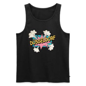 Dusseldorf Germany City Font Pop Art Comic - Men's Premium Organic Tank Top - black - Front - AI Model Male 178 light (178cm)