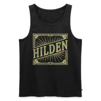 Hilden Germany City Font Vintage Retro - Men's Premium Organic Tank Top - black - Front - AI Model Male 178 light (178cm)